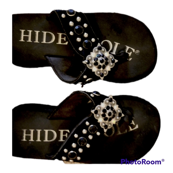 Hide and Sole thong wedge sandals - Picture 1 of 4